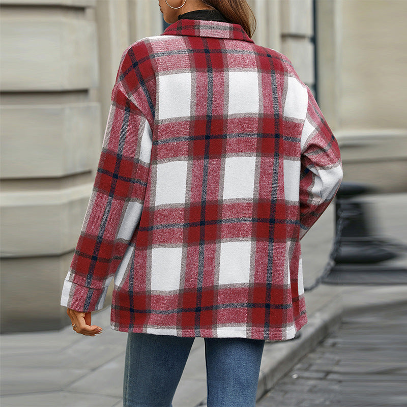 Damen Kariert-Shirtjacke Weich Eveloria