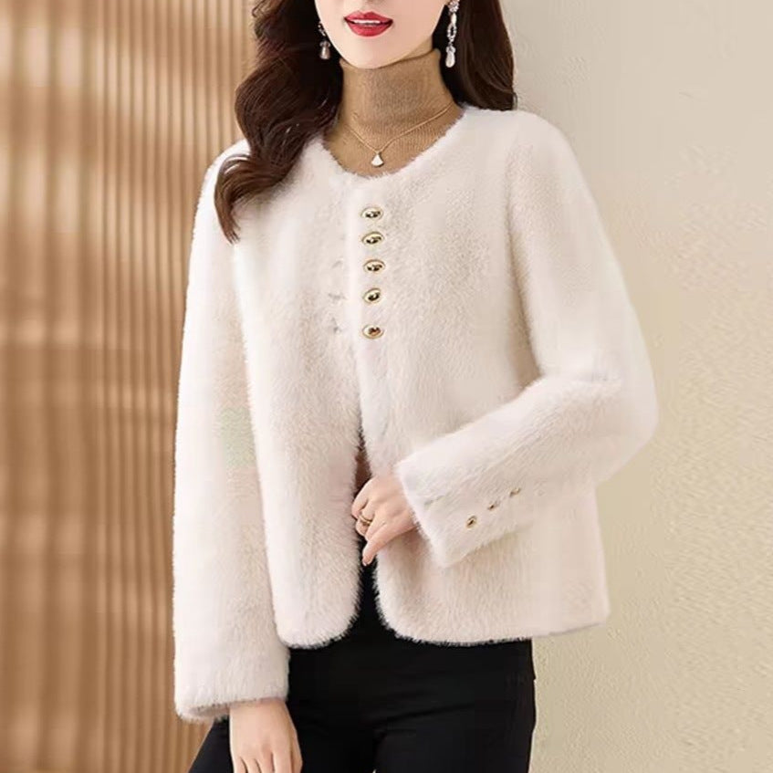 Damen Weiche Jacke mit goldenen Knöpfen - Eveloria