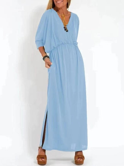 Eveloria Damen Maxikleid mit Seitenschlitz und Flexibler Taille