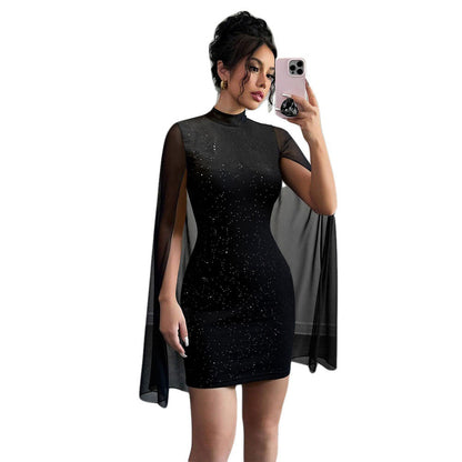 Damen Cocktailkleid Transparent Glitzer Elegant Eveloria