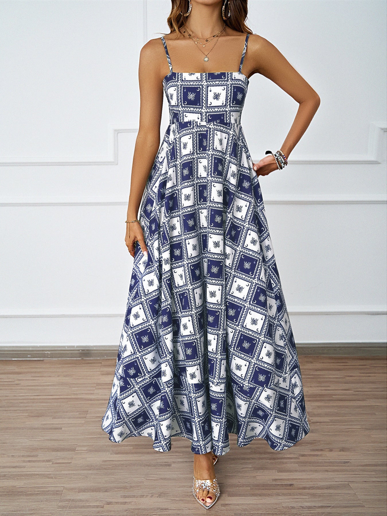 Damen Maxikleid Grafisches Muster Eveloria