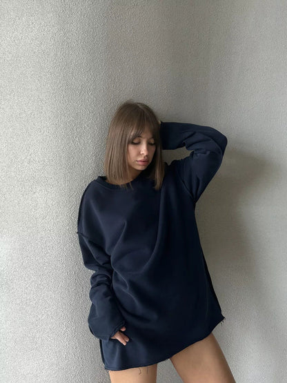 Damen Oversize-Pullover Weiter Schnitt Strukturiert Eveloria