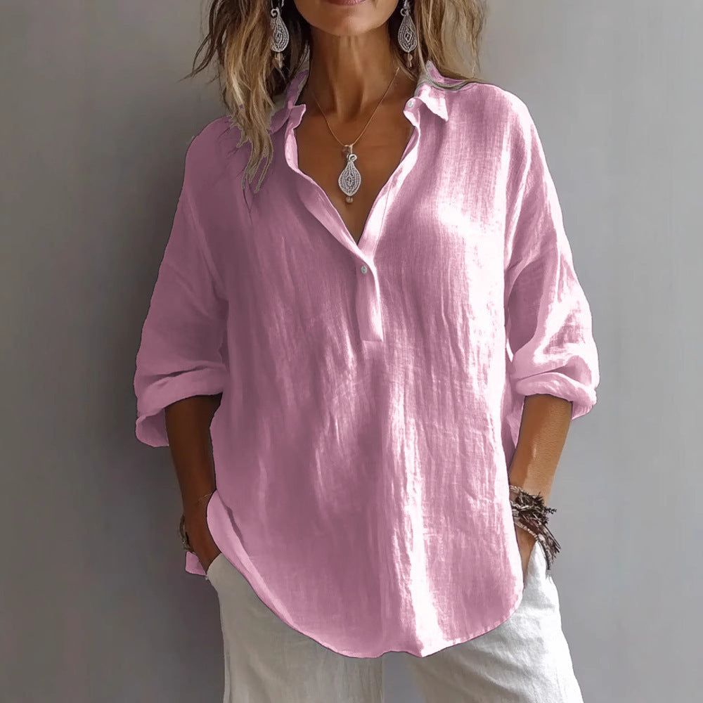 Damen Bluse mit Knöpfen Lockere Passform Weiß Eveloria