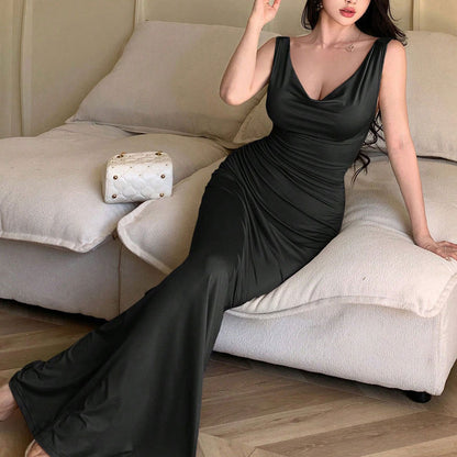 Damen Abendkleid Raffinierter Rückenausschnitt Dekorativer Bindebund