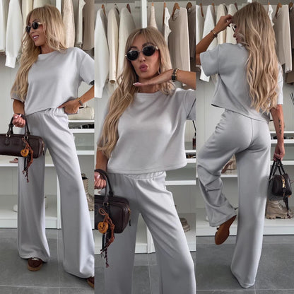 Damen Cropped Oberteil Set mit weiter Hose Eveloria - Eveloria