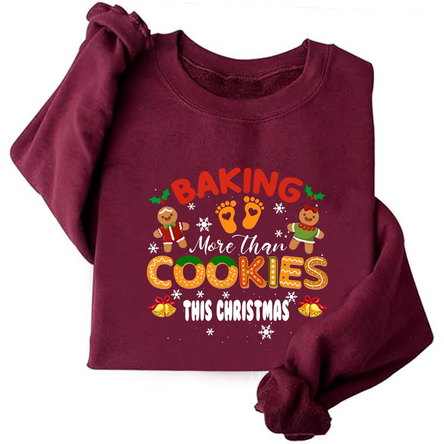 Damen Sweatshirt Weiches Fleece Weihnachtsdruck Grün