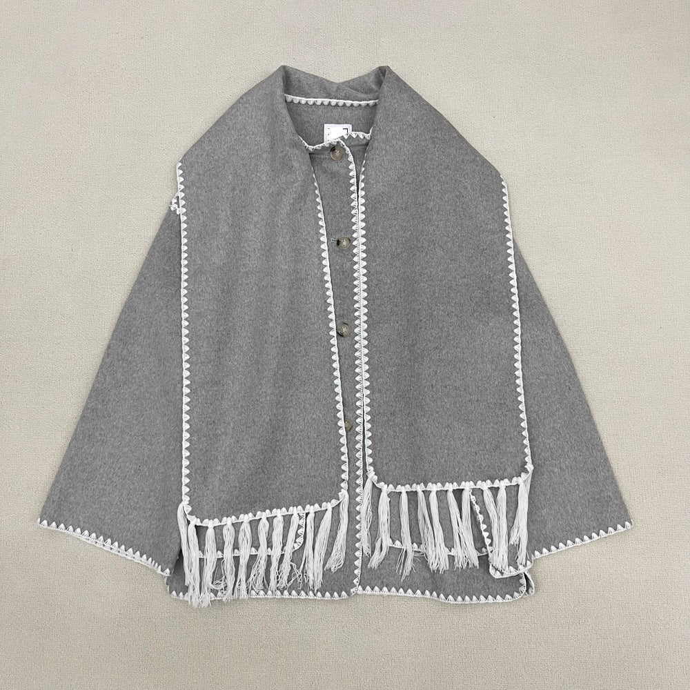 Damen Poncho aus Wolle Elegant Vielseitig Eveloria