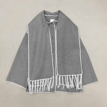 Damen Poncho aus Wolle Elegant Vielseitig Eveloria