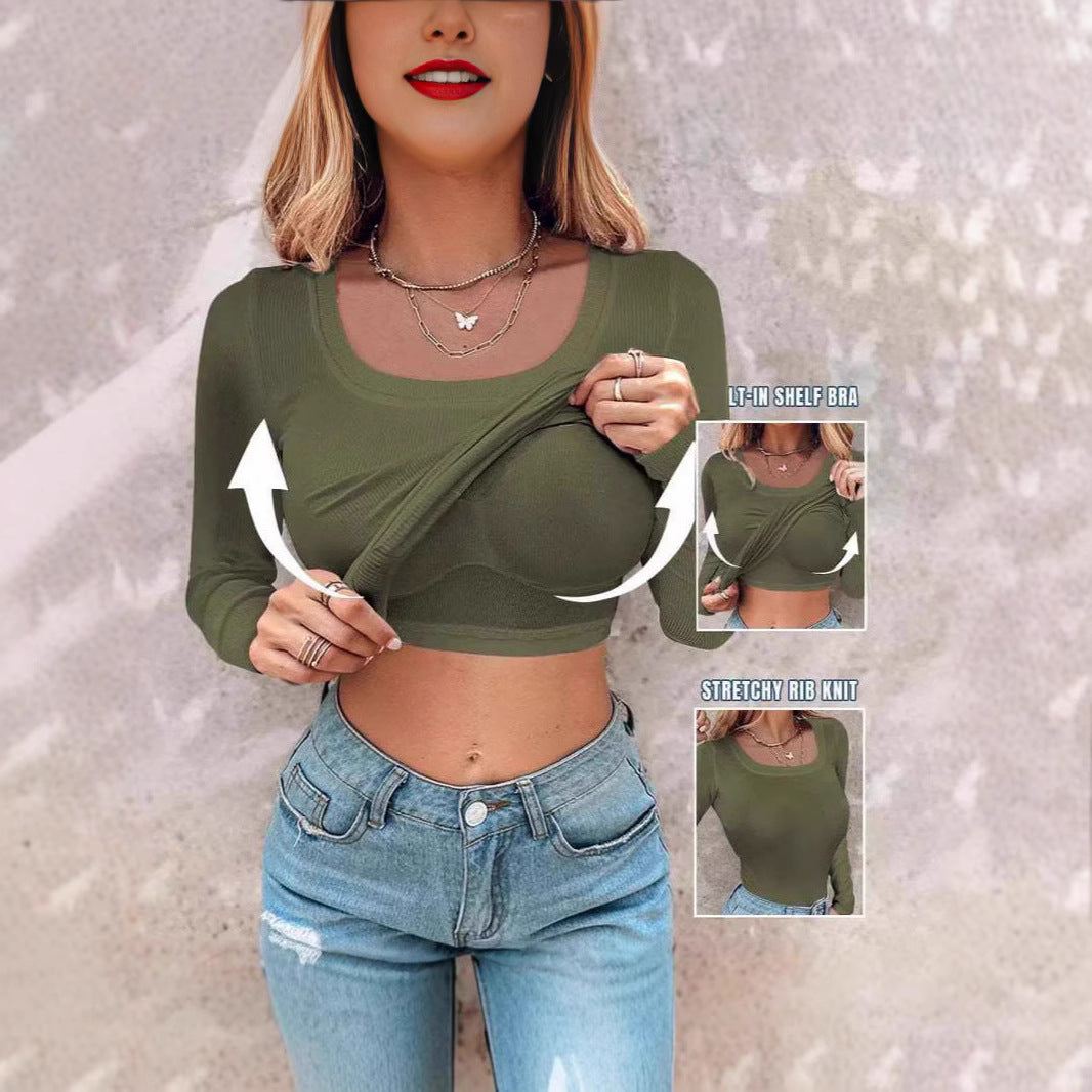 Damen Cropped Langarmshirt mit Trägershirt Eveloria