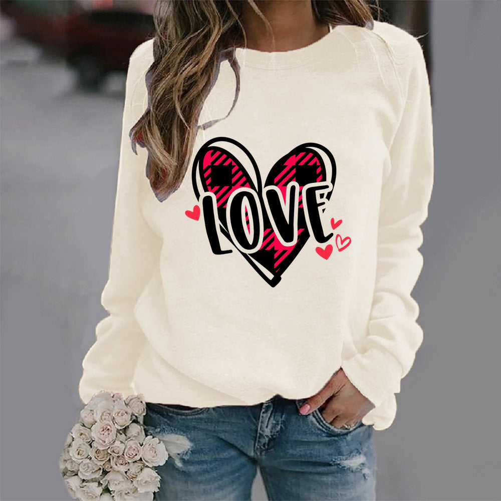 Damen Sweatshirt Herzdesign Lässig Grau Eveloria