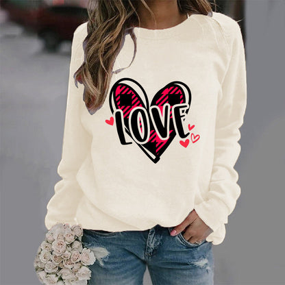Damen Sweatshirt Herzdesign Lässig Grau Eveloria