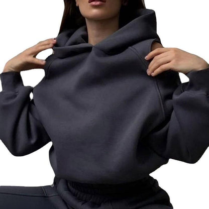 Damen Hoodie-Oberteil Offene Schultern Locker Passform Eveloria