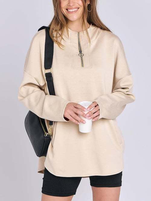 Damen Hoodie Halbzipp lockerer Schnitt Eveloria