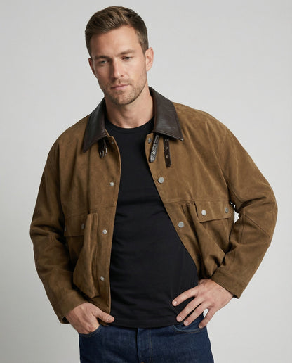 Herren Lederblouson Boxy Wildleder