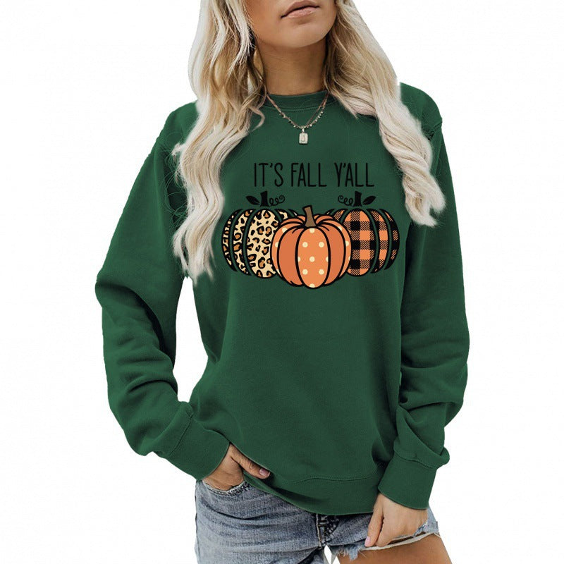 Damen Sweatshirt Herbstmotiv Baumwolle Bequem Grau