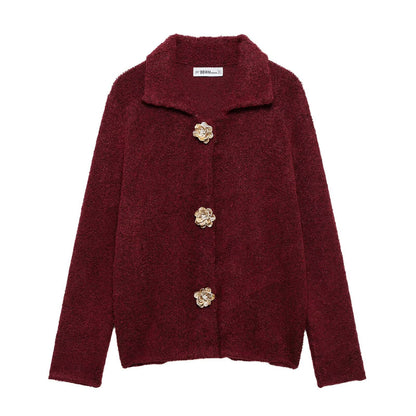 Damen Fleecejacke Kuschelig Elegante Knopfleiste Eveloria