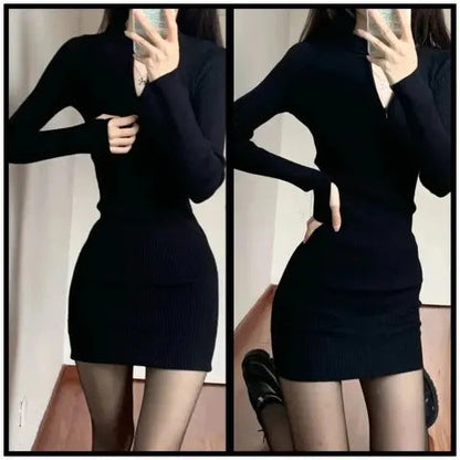 Damen Minikleid Figurbetont Rippstruktur Eveloria