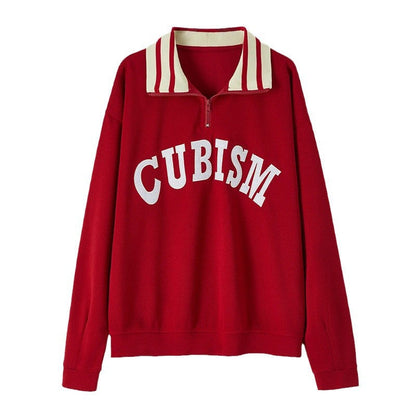 Damen Sportpullover Kontrastkragen Eveloria