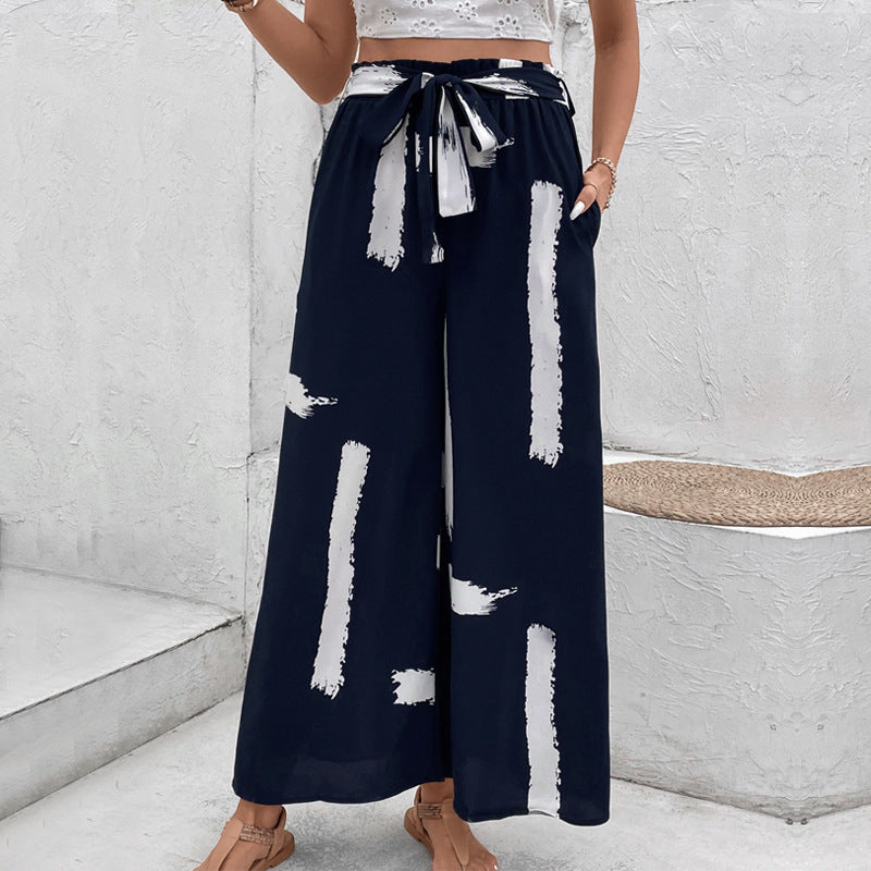 Damen Palazzo-Hose Weit Modisch Grafisches Muster