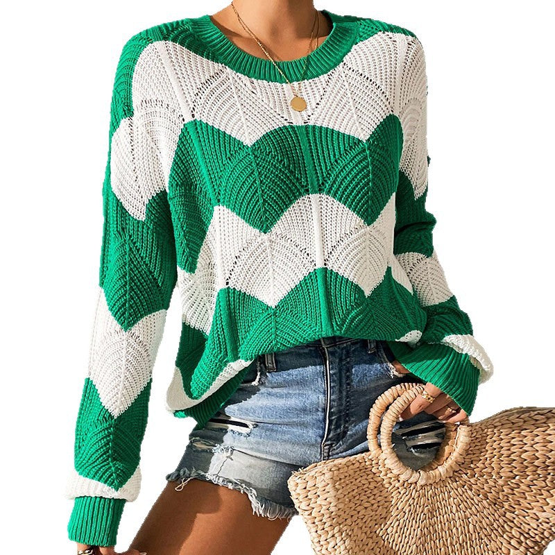 Damen Strickpullover Gewellt Weit Schnitt Eveloria