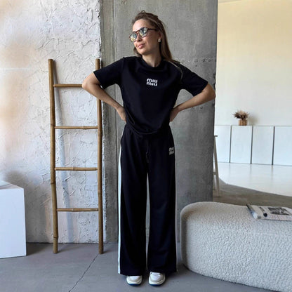 Damen Sportset T-Shirt und Hose aus Baumwolle Bequem - Eveloria