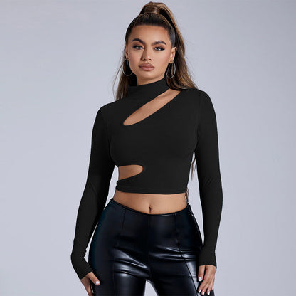 Damen Langarm- Figurbetont Asymmetrisch