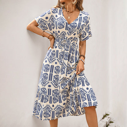 Damen Maxikleid Floralmuster Eleganter Schnitt - Eveloria