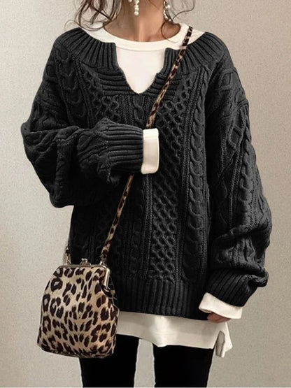 Damen Strickpullover V-Ausschnitt Weiches Material Eveloria