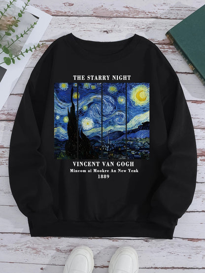 Damen Sweatshirt Van Gogh Motiv Moderner Druck