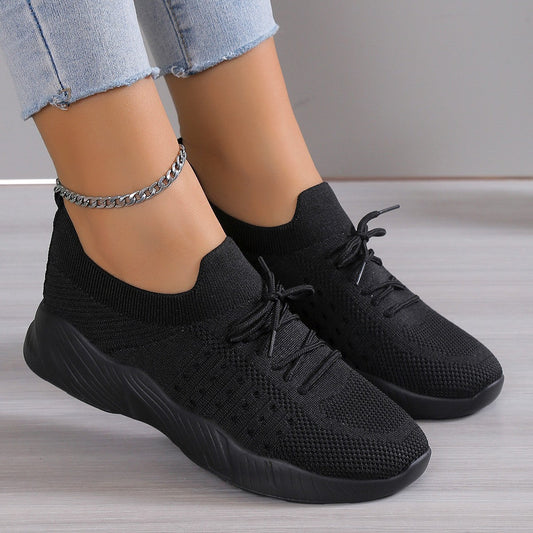 Damen Slip-On Sportschuhe Atmungsaktives Obermaterial Schwarz Eveloria - Eveloria