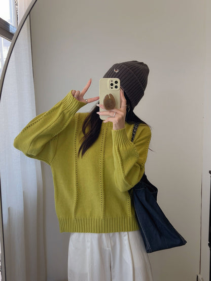 Damen Grobstrickpullover Lässiger Schnitt mit Struktur-Details