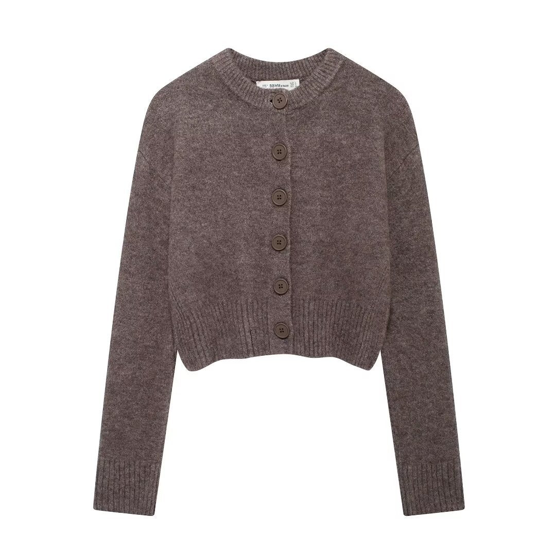 Damen Strickcardigan Kurz Knopfverschluss Eveloria