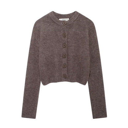 Damen Strickcardigan Kurz Knopfverschluss Eveloria