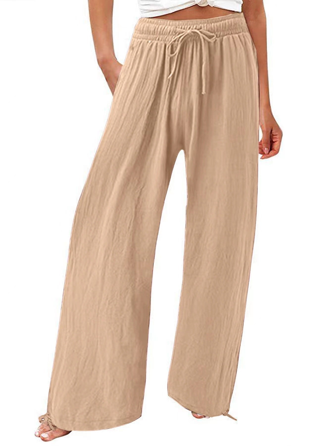 Damen Sommerhose Luftsamtstoff Weite Bein