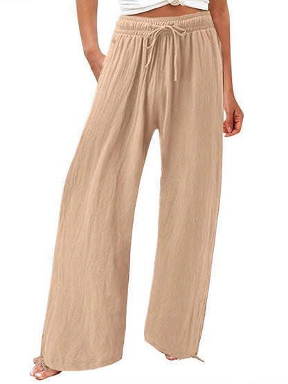 Damen Sommerhose Luftsamtstoff Weite Bein