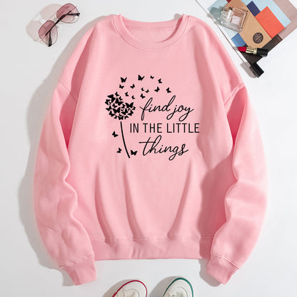 Damen Sweatshirt Floral Aufdruck Motivierender Spruch