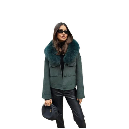 Damen Winterjacke Abnehmbarer Kunstfellkragen Eveloria