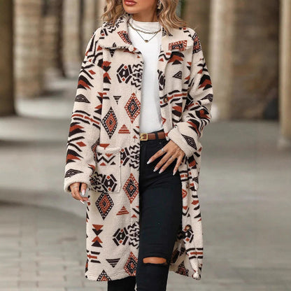 Damen Langarmjacke Geometrisches Muster Eveloria