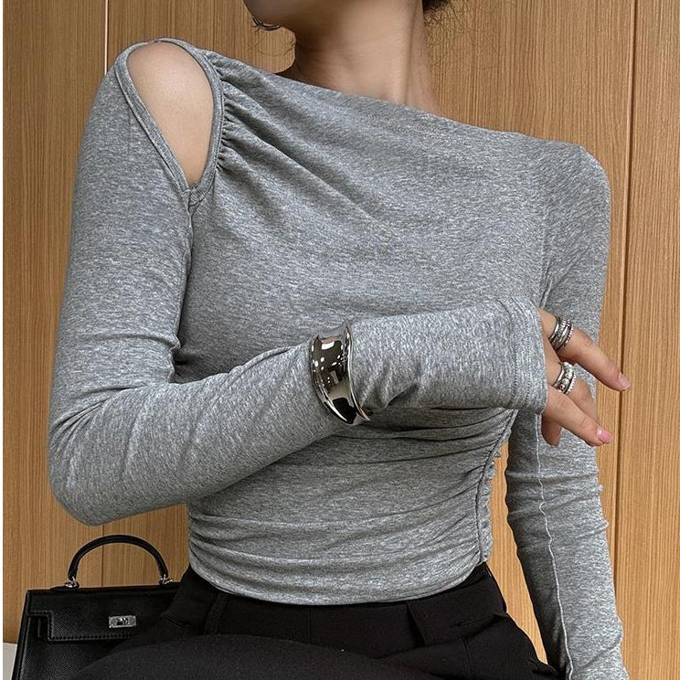 Damen Asymmetrisches Longsleeve-Shirt Raffung Eveloria - Eveloria