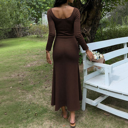 Damen Maxikleid Elegant Schnürdetail Figurbetonter Schnitt