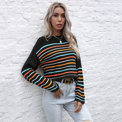 Damen Pullover Gestreift Rundhals Lässiger Schnitt - Eveloria