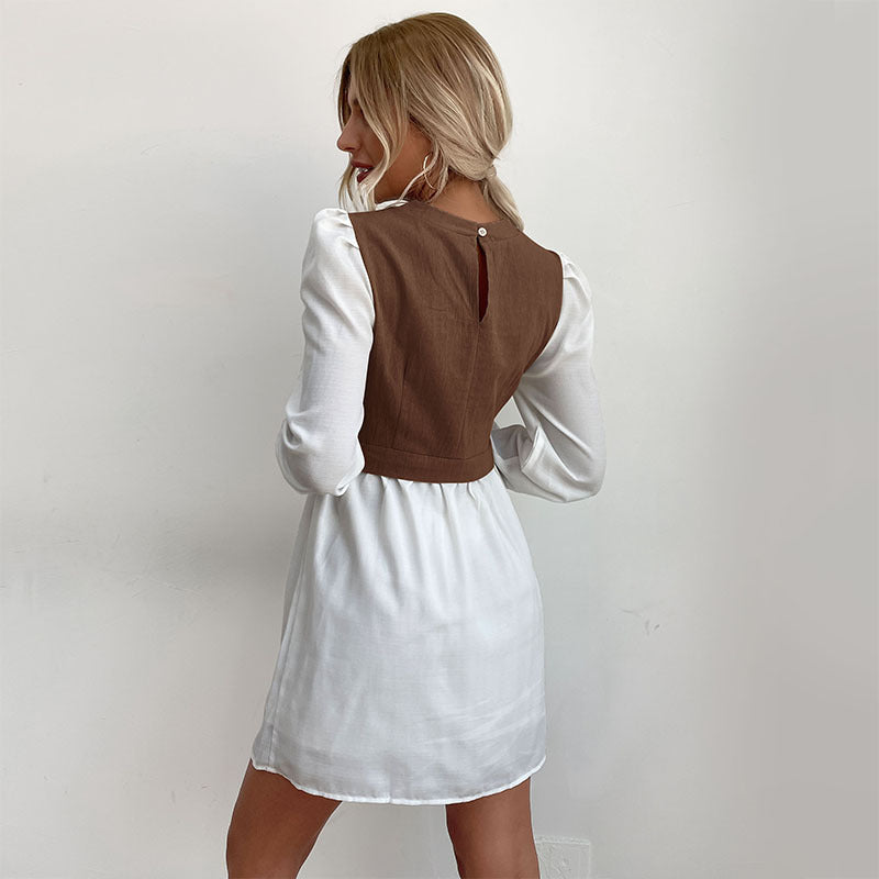 Damen Blusenkleid mit Kontrastärmeln Eveloria