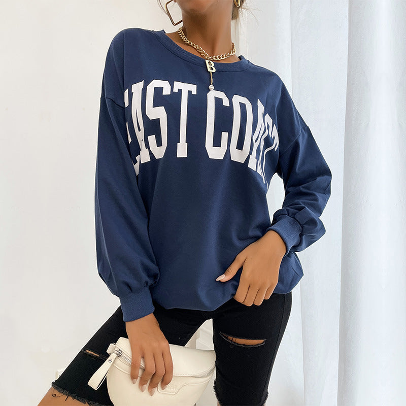 Damen Oversize Pullover mit Schriftzug, Lässig, Eveloria