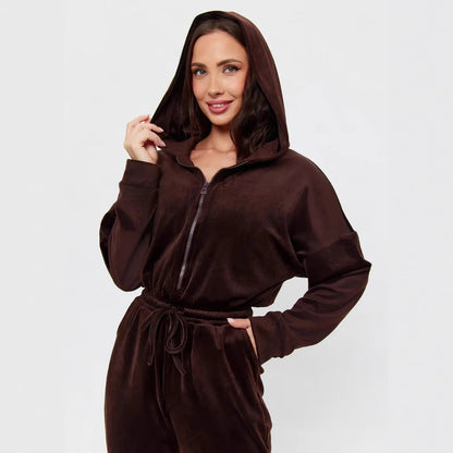 Damen Fleece-Overall Elastischer Bund Praktischer Reißverschluss