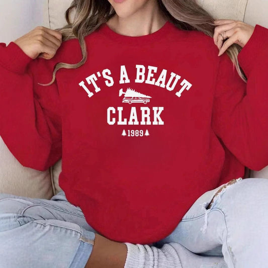 Damen Sweatshirt Lässiger Schriftzug Bequemer Schnitt Grau Eveloria - Eveloria