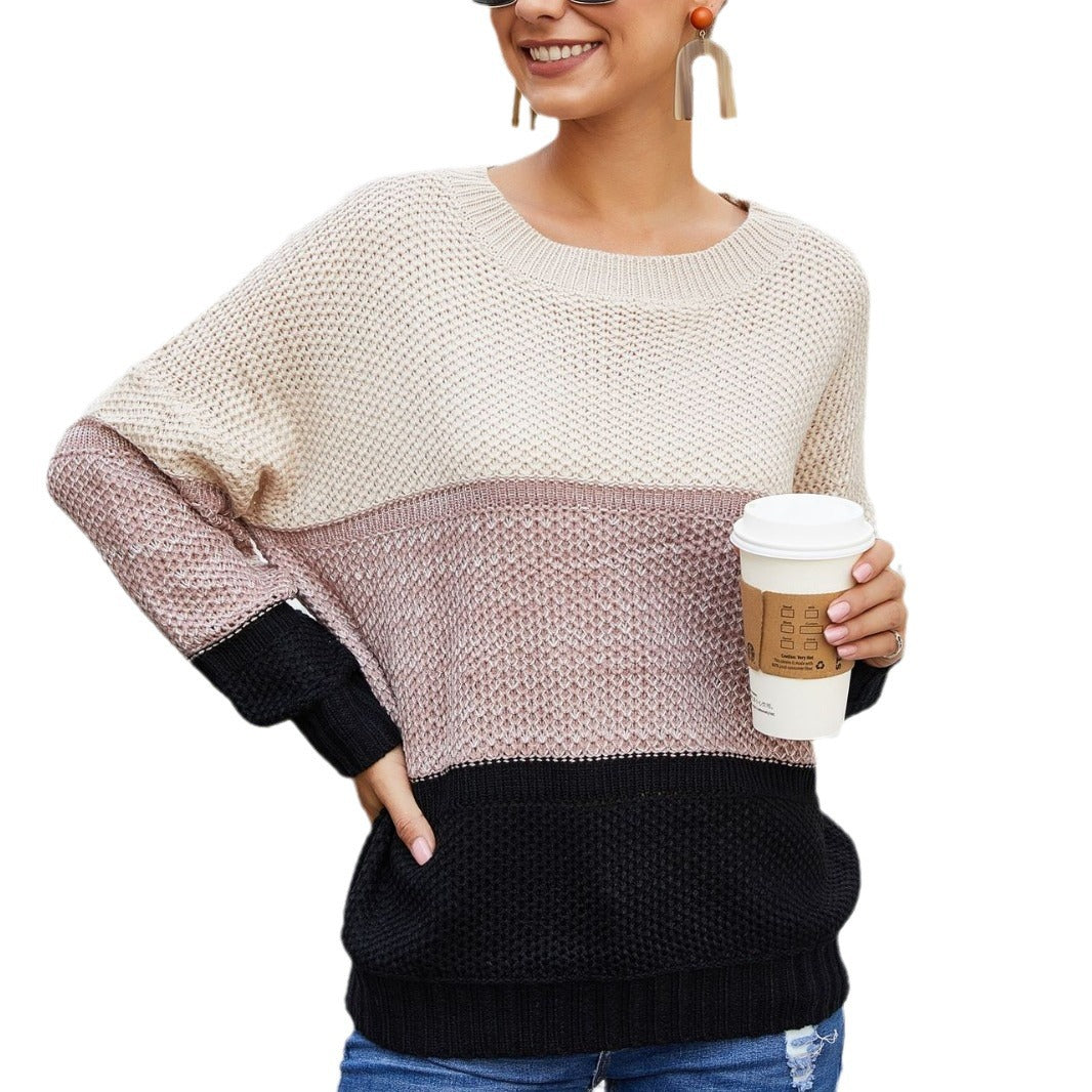 Damen Grobstrickpullover Blockdesign Lässig Eveloria