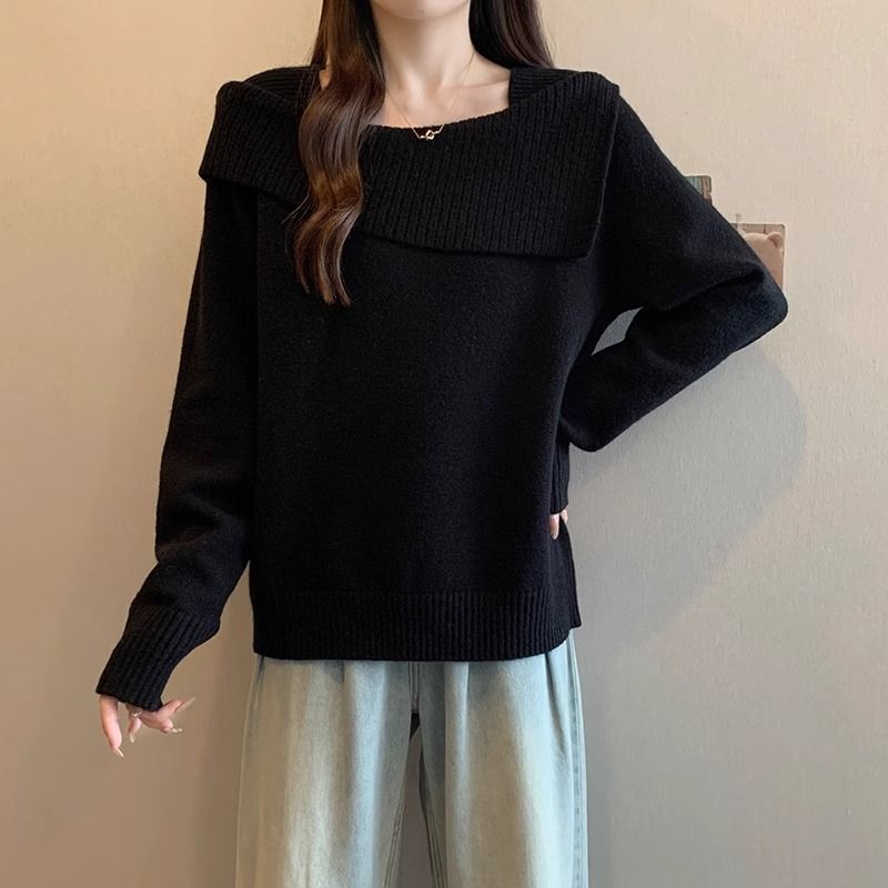 Damen Pullover Asymmetrischer Ausschnitt Eveloria
