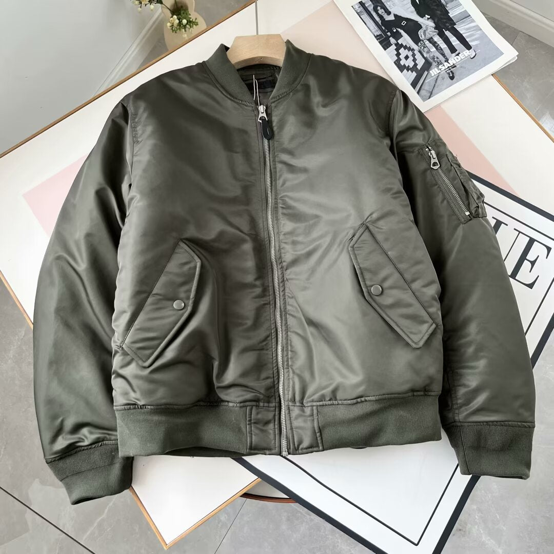 Damen Kunstleder Bomberjacke mit Taschen