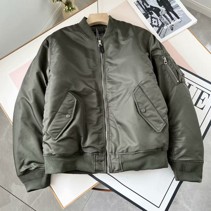 Damen Kunstleder Bomberjacke mit Taschen