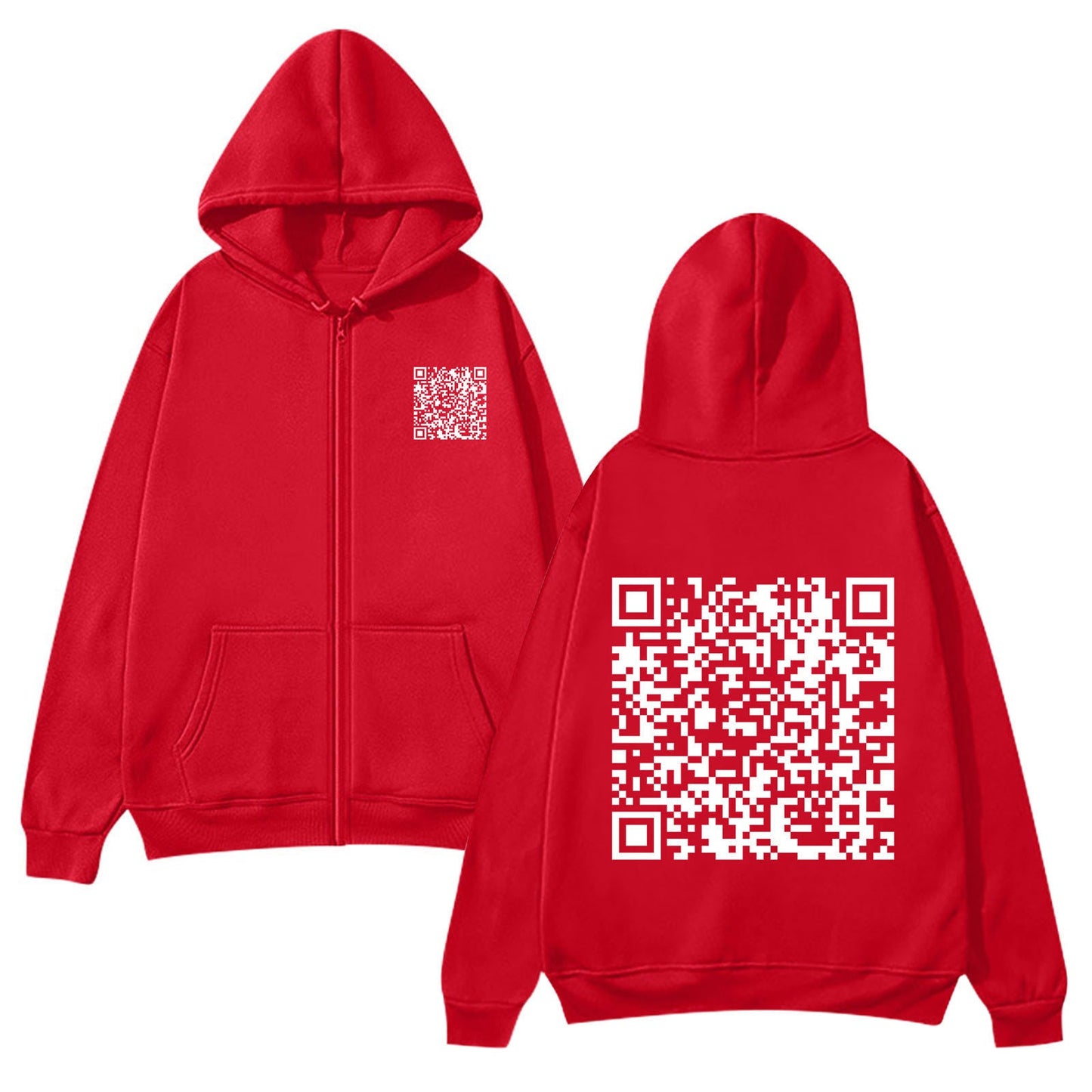 Damen Kapuzenjacke Weiches Fleece QR-Code-Design Eveloria